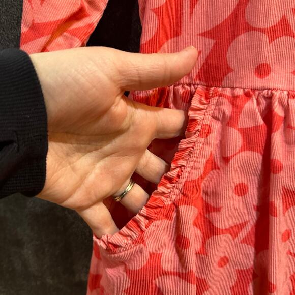 Hanna Andersson Dress Pockets Corduroy Floral Zipper 100% Cotton Size 150cm 12Y - Picture 3 of 6